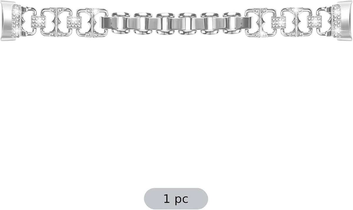Stainless Steel Rhinestone Band Compatible with Fitbit Charge 6 & Charge 5 for Women